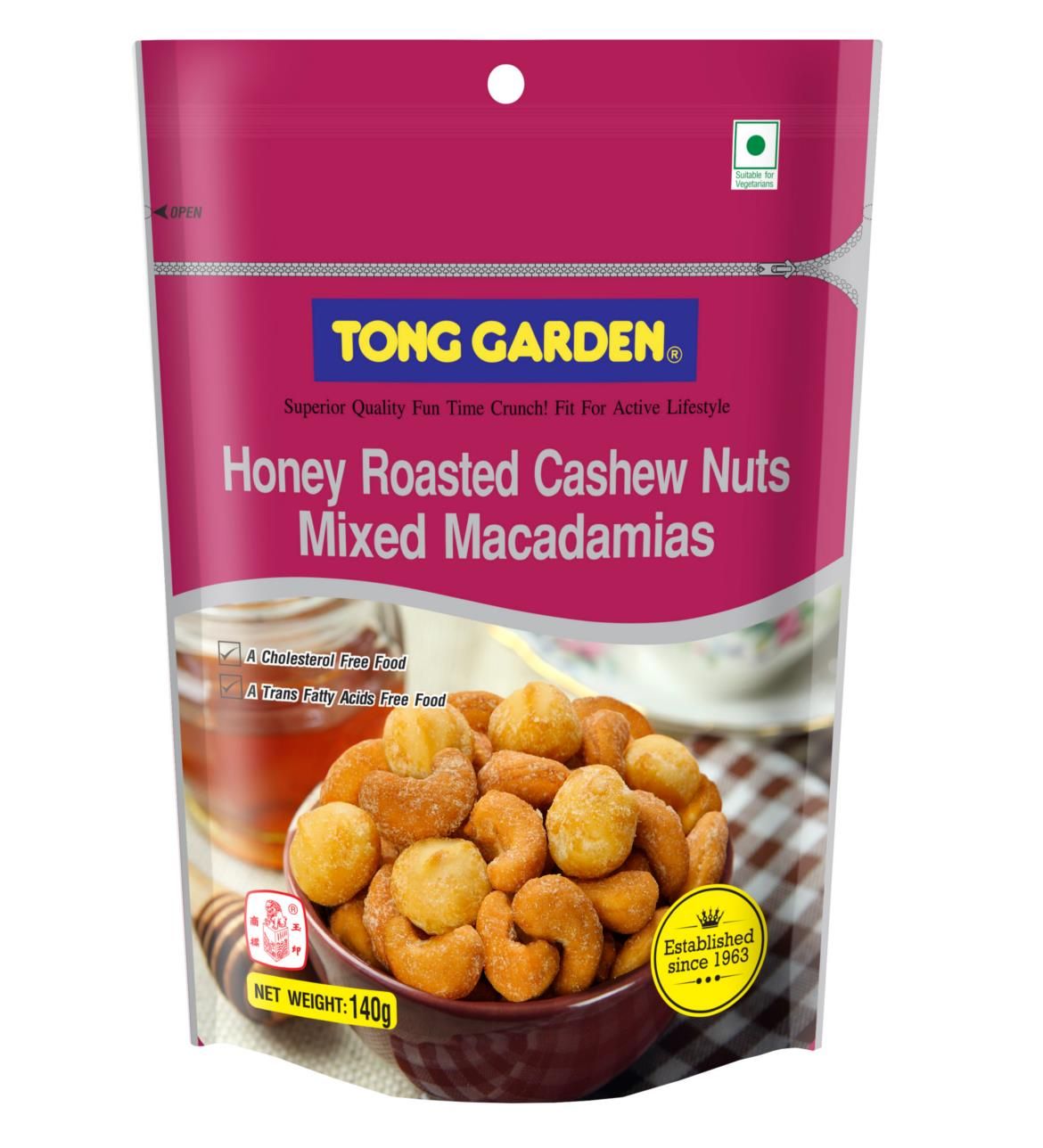 A pack of Tong Garden's healthy honey roasted cashew mixed nuts macadamias