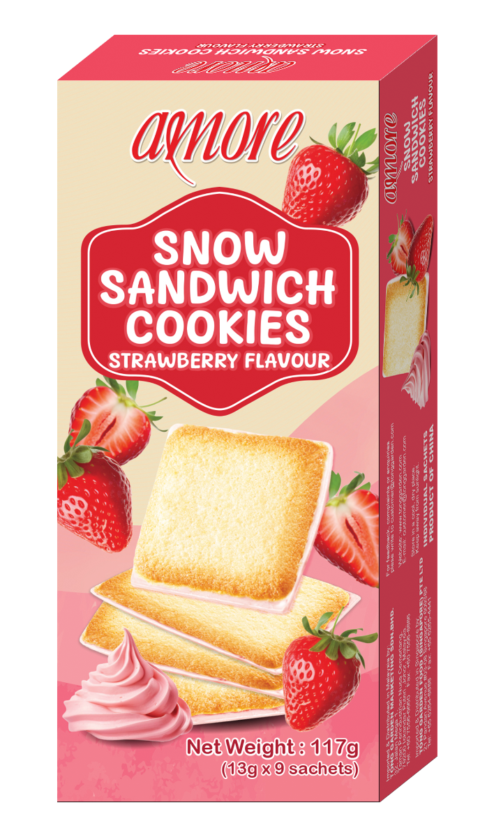 Snow Sandwich Cookies Strawberry Flavour 117g [Best before 7 Jan 2027]