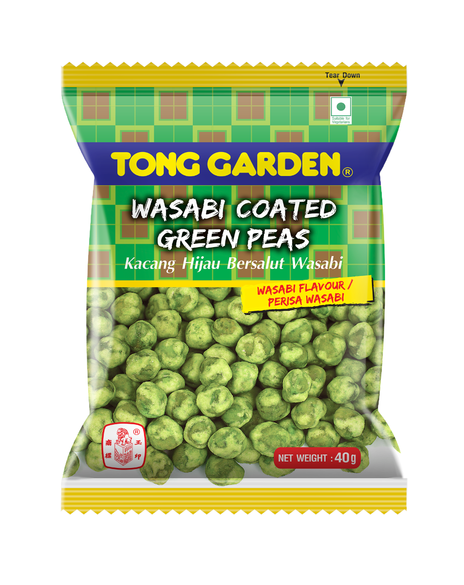 A bowl of Wasabi Coated Green Peas from a healthy nuts supplier in Malaysia