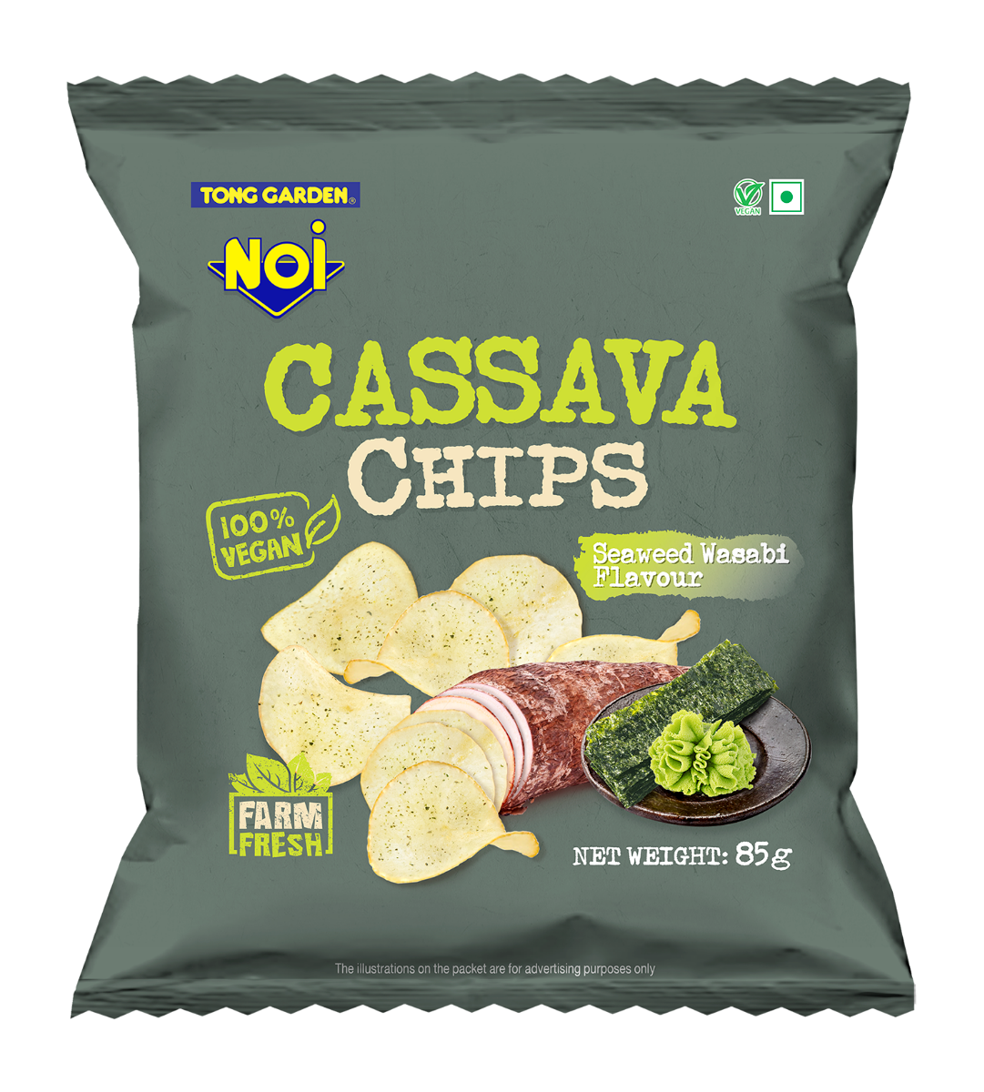 NOI Seaweed Wasabi Cassava Chips 85g (best before 20 Oct 2026)